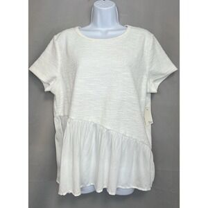 Ava James White Short Sleeve Boho‎ Bohemian  Top Size XL Women's NWT